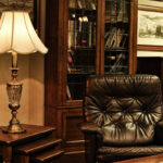 英國古董玻璃銅桌燈